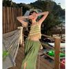 Seaside Wear Suit, Thailand Sanya Vacation Beach Skirt Pants, Bohemian Trousers, Chiffon Wide-leg Trousers, a Complete Set