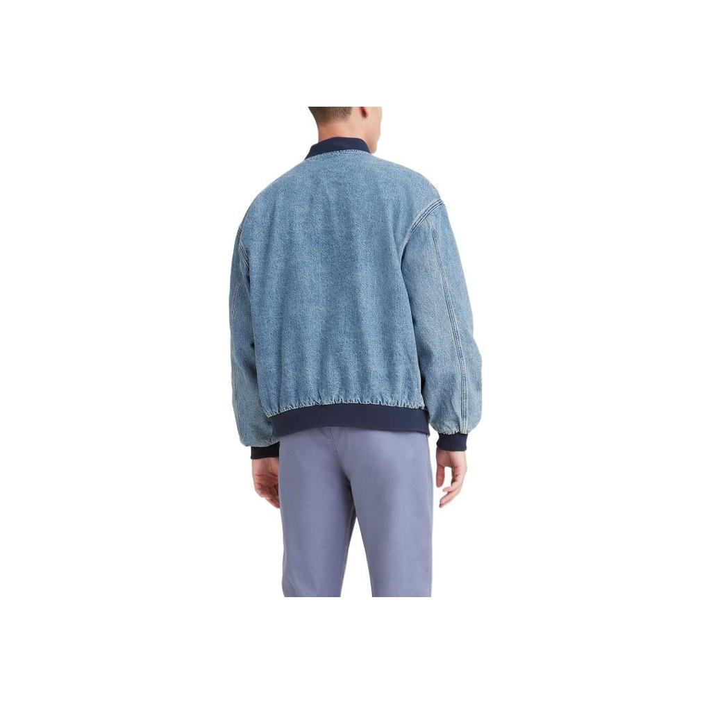 Levis FW22 Casual Crew Neck Single Button Baseball Jacket Men Jackets Blue A1943-0000