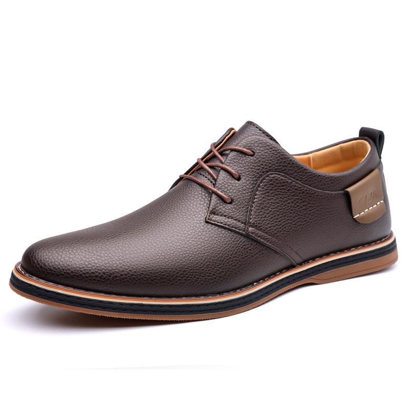 

Fashion New Arrival Men Leather Oxford Shoes Business Dress Casual Shoes Soft Anti Slip Man Formal Dress Footwear Outdoor Derby Sneakers 38 коричневый
