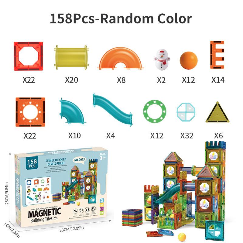 Light Magnetic Tiles Building Blocks for Kids, 3D Clear Educational Building Toys, Magnetic Marble Running Building Block Toys