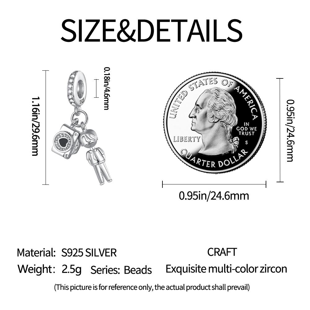 Genuine Charm Copper Traveling Boy Camera Charms Bead Fits Bracelets Women Jewellery Crafting DoItYourself Gifts