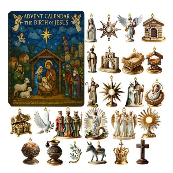 2025 Road To Bethlehem Advent Calendar 24 Acrylic Ornaments with Biblical Themes Christmas Tree