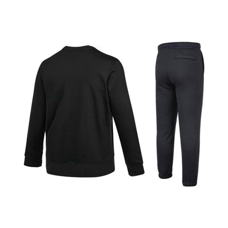 Nike As M Nsw Club Solid Color Crew Neck Sweatshirt And Cuffed Pants Casual Sports Set Men Sweatshirt and Pants Black BV2663-010+BV2738-010