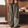 High-end Old Money Wind Overalls Men's Summer Loose Straight Wide-leg Casual Pants Army Green Multi-pocket Long Pants