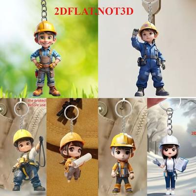 Cute Engineer, 2D Flat Acrylic, Pendant, Suitable for Backpack, Keychain, Gifts, Christmas, Halloween