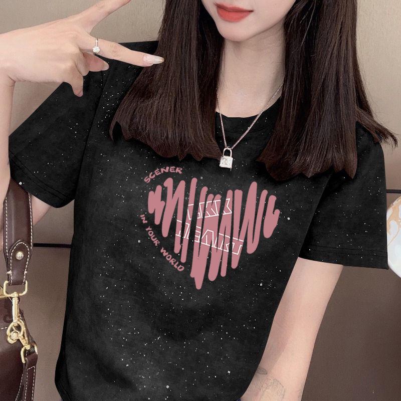 

Women s Summer Slimming Sequin Print T-Shirt – Short Sleeve Petite Top for High-End Fashion M [Recommended 90-100 Jin]