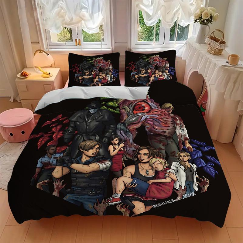 3pcs Resident Evil Bedding Set - Includes Quilt Cover and Pillowcases, Suitable for All Seasons J077