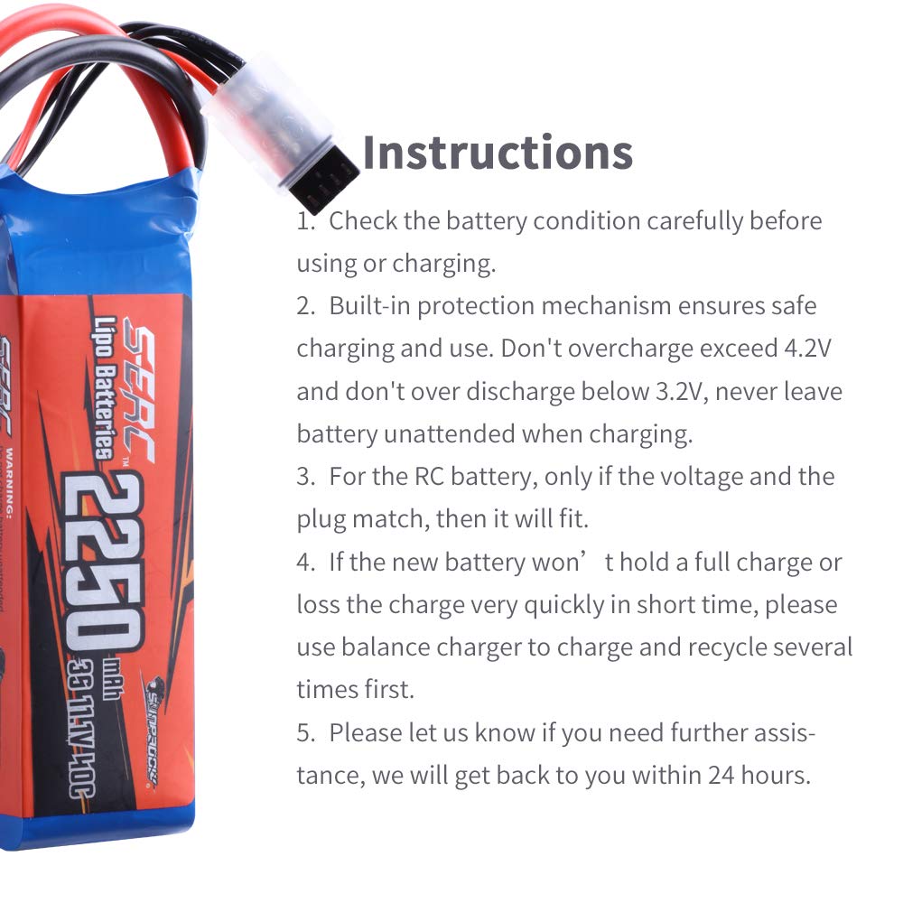 SUNPADOW 3S 11.1V LiPo Pack, 2250mAh 40C with XT60 Plug, for FPV and Drones