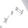 Rockyu Earrings for Small Butterfly for Both 925 Platinum Cubic Butterfly Christmas Women, Earrings, Ears, Silver, Finish, Zirconia, Cute, Motif,
