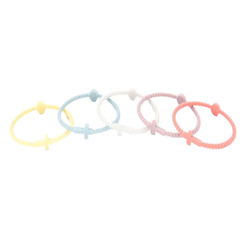 Jesus Bracelets Cross Macaron-Colored Beaded Silicone Bracelets Gifts For Women Men Girls Boys Kids Aldult