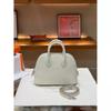 Mini Bowling Goat Grain Cowhide Leather Shoulder Bag