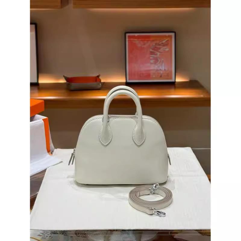Mini Bowling Goat Grain Cowhide Leather Shoulder Bag