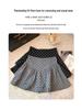 Plus Size Grey Polka Dot A-line Short Skirt for Autumn - High Waist Fluffy Cake Design for Women