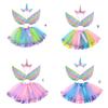Fairy Wing Unicorns Headbands Tutus Skirts for Kids Girls Unicorns Pretend Play Costume Halloween Birthday Party Decors