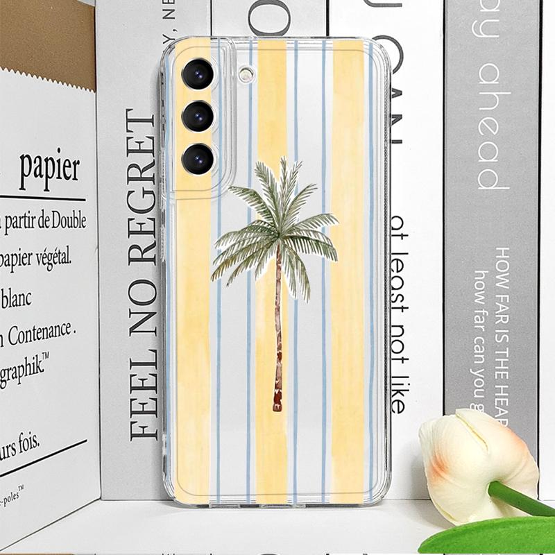 Creative Palm Coconut Tree Striped Pattern Phone Case for Samsung Galaxy S26 S25 Ultra S24 S23 S22 Plus S21 FE S20 5G Soft Cover