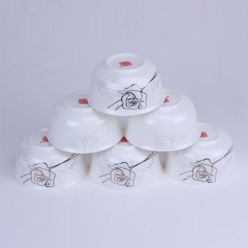 Набор пиал-колокольчиков Shengshi Tangyun Gold Silk Rose из костяного фарфора, 4,5 дюйма