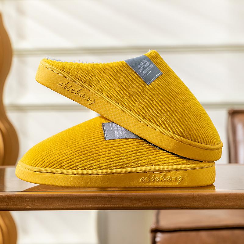 

Cotton slippers women s autumn and winter indoor home thick-soled non-slip floor support couple warm wool shoes confinement shoes size 36-37 (size 1-2 smaller shoes)