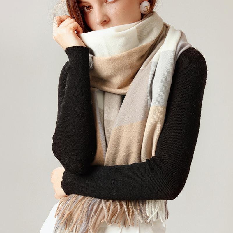 Sciarpa da donna a righe a quadri, scialle, autunno inverno