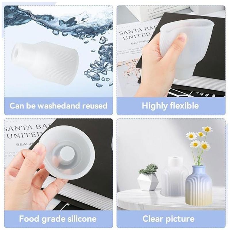 Set of 4 Vase Silicone Moulds Vase Epoxys Moulds Vase Cast Molds Creative Flower Vase Molds for Beautiful Display