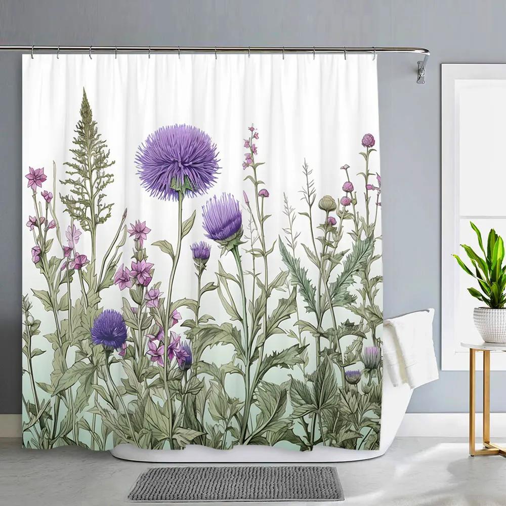 Spring Floral Hummingbird Shower Curtain for Bathroom Watercolor Flower Bird Modern Decor Machine Shower Curtains Bathroom Decor