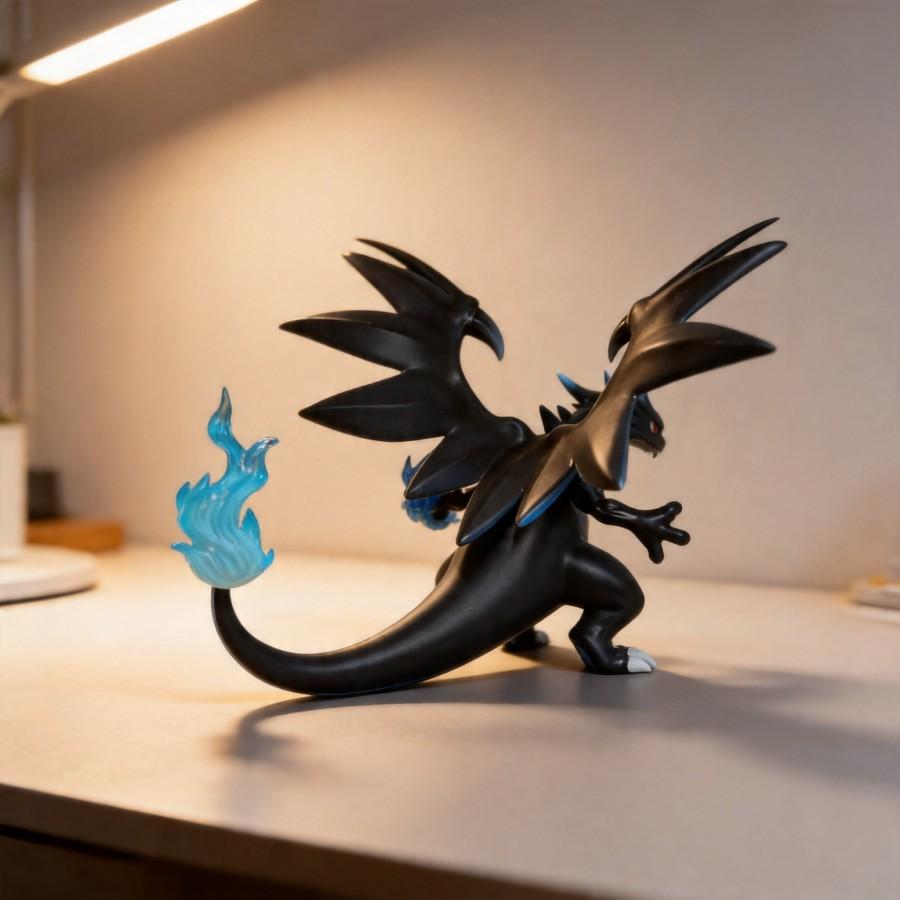 Pokmon Mega Charizard X Figure - Pocket Monster Collectible Model 20cm Anime Assembly Toy Statue
