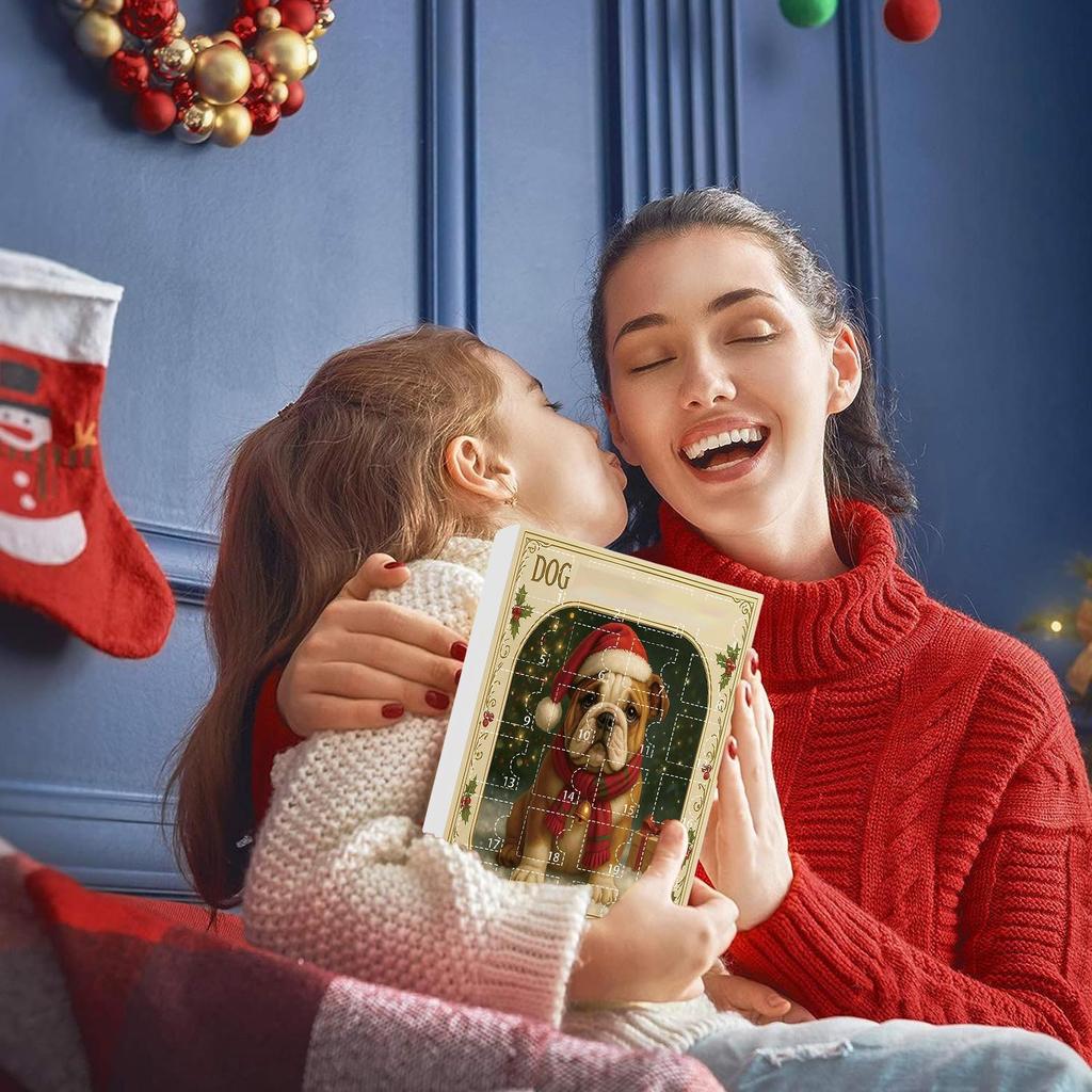 Dog Lover Advent Calendar 24 Day Countdown 2D Acrylic Dog Charm Pendant for Car Rearview Mirror Backpack Keychain Christmas Gift