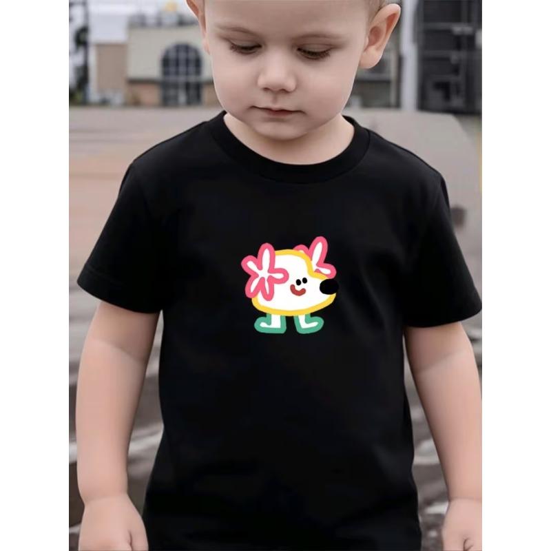 

European sizes Boys Dinosaur & Animal Print T-Shirts - Short Sleeve Summer Casual Round Neck Tees with Cute Dino & Cub Patterns, Suitable for Summer 98cm чёрный