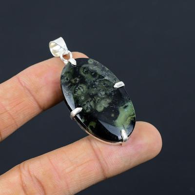 Kambaba Jasper Stone Sterling Silver Wife Bezel Birthday Wedding Pendant Jewelry