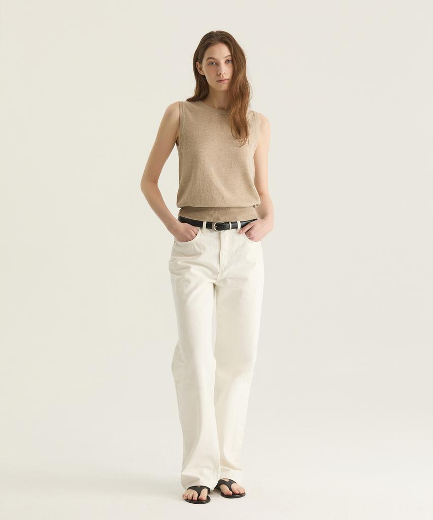 Oteumilkape Linen Sleeveless Knit - Oatmeal