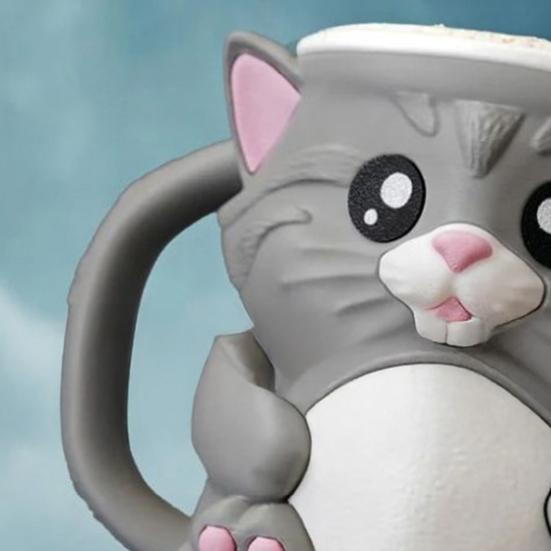 Cat Ice Cream Pint Holder with Spoon Reusable Pint Sleeve for Ice Cream Soda Beer Cans Holder Comfortable Grip Dessert Table Accessory