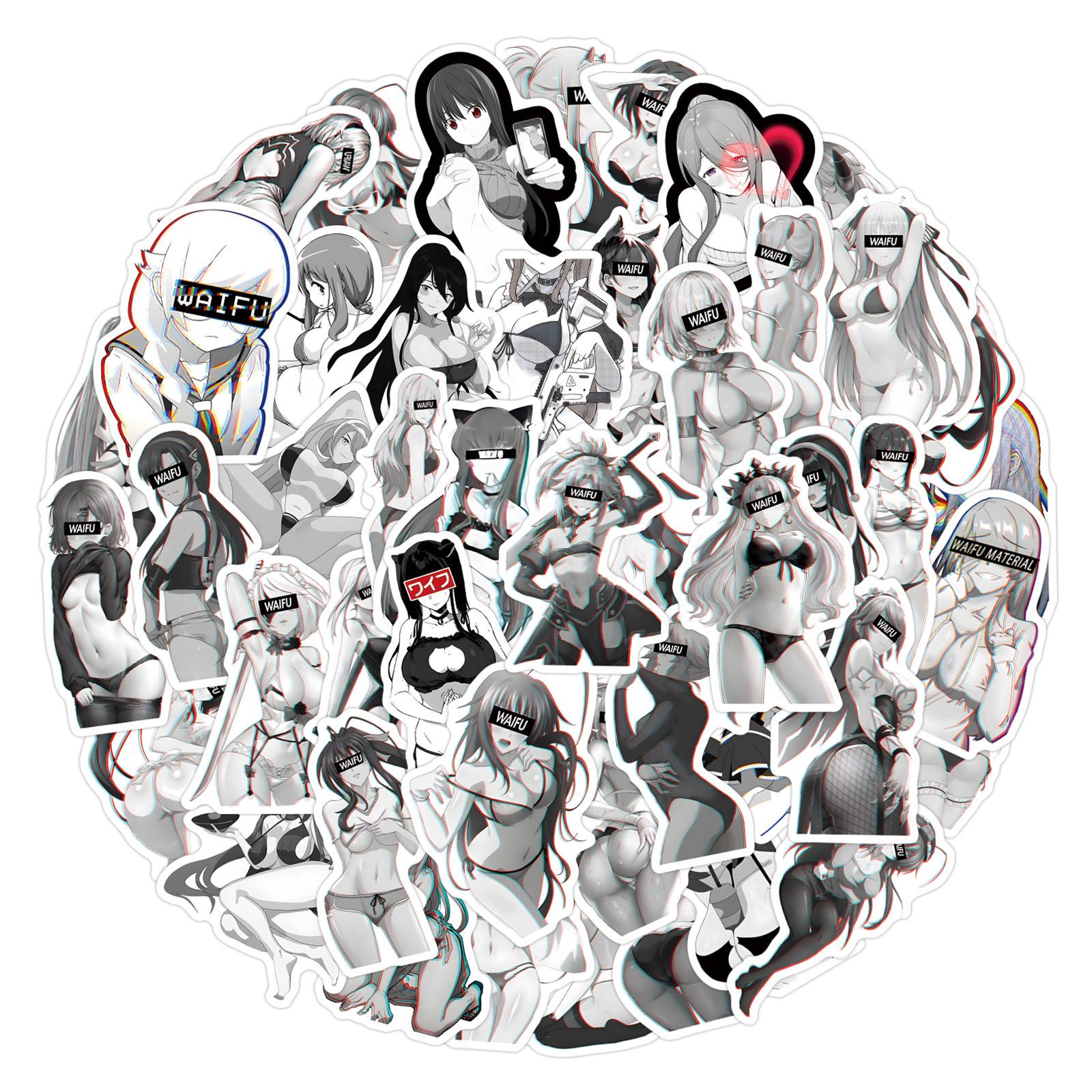 

55 Сексуальные ВАЙФУ Девушки Дудл Наклейки Декоративные Наклейки Водонепроницаемые для Скутера Водяной Чашки Шлема