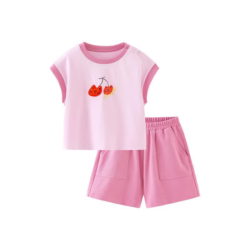Mini Bala Kids' Cotton-Feel Quick Dry Short Sleeve & Shorts Set