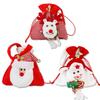 Whimsical Drawstring Christmas Gift Bags Featuring Santa Reindeer And Snowman Characters