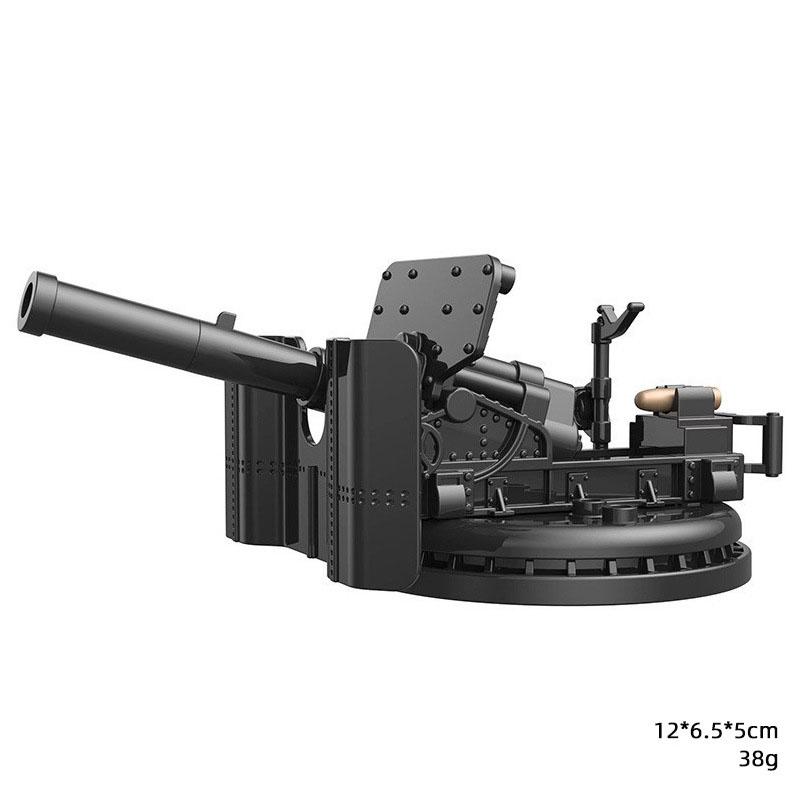 Army WWII Soldier Figure Armaments Brick Playset Gatling M2 Heavy Machine Aviation Gun NSV Bullet Chain Mortar ZB53 Toys Playsetss T12