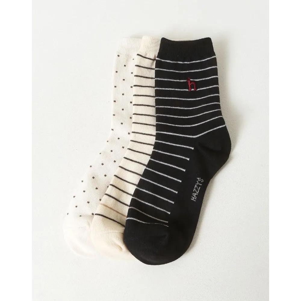 [26SS] Logo Embroidered Cotton Blend Mid-Length Socks Pattern Set of 3 HISS6E900IV