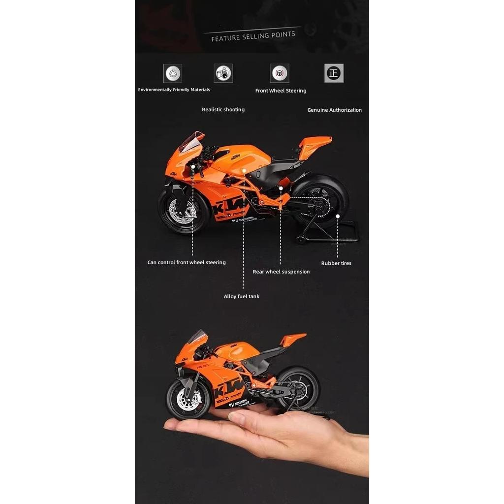 Welly 1/12 KTM RC 8C Alloy Race Motorcycle Model Diecasts Toy Simulation Metal Street Toys Car Collectibles Childrens Gifts