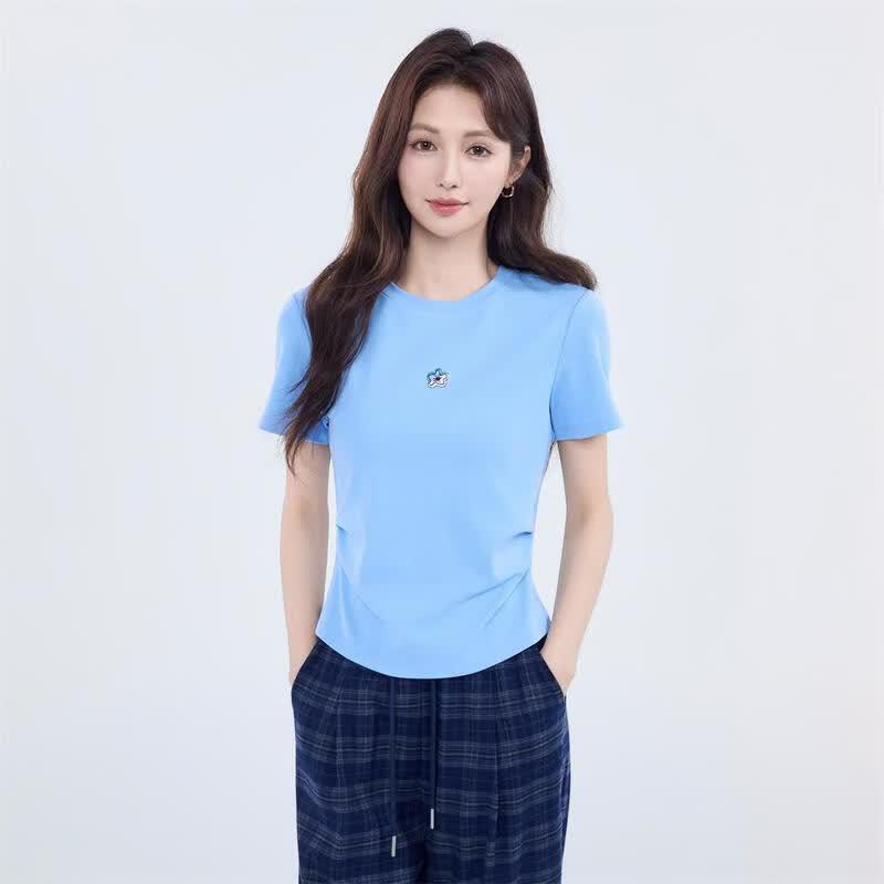 

INMAN Women s Ruched Waist Slimming Short Sleeve T-Shirt M