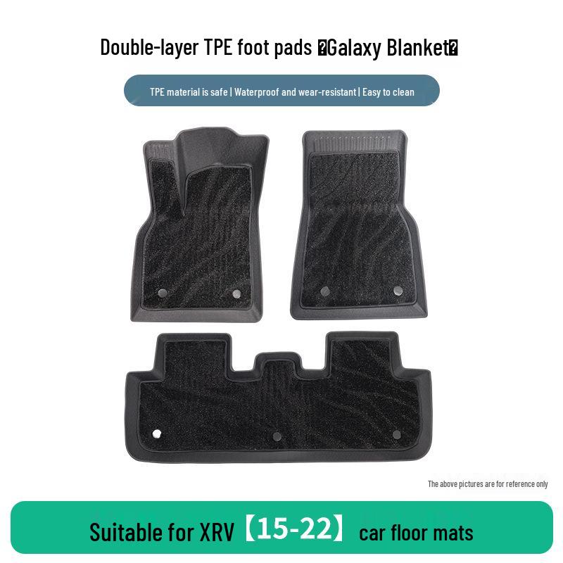 Fit for Honda XRV 2015-2022: TPE Rubber 3-Piece Floor Mat Set, Wear-Resistant & Dirt-Resistant