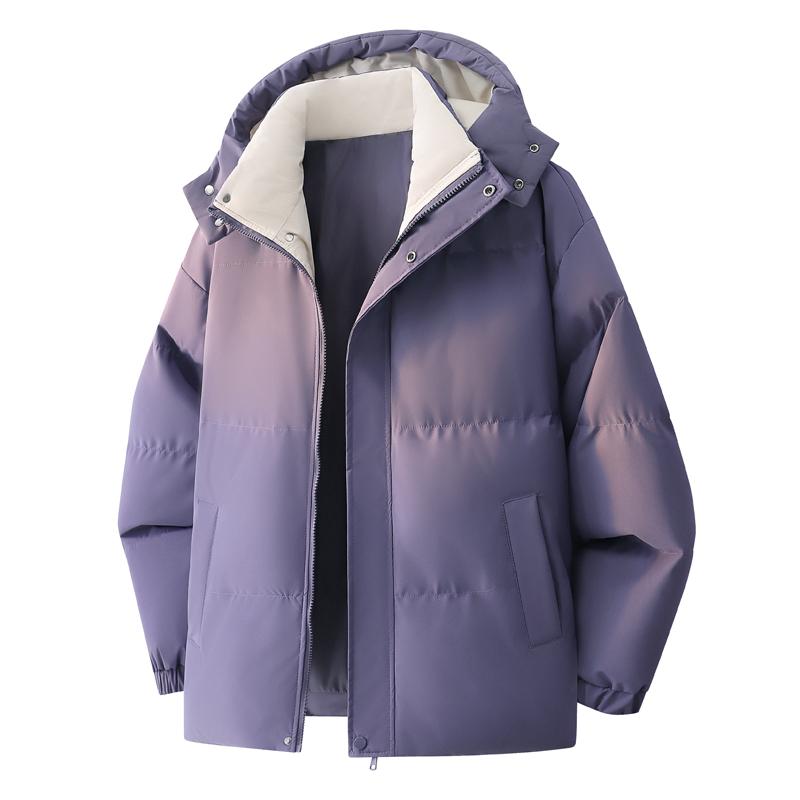 Detachable Hat with Plush Thick Cotton Jacket for Men, Winter Cotton Jacket for Men, Warm Cotton Jacket for Men, Hooded Jacket for Men