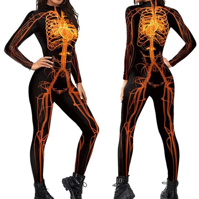 3D Digital Printing Stage Performance Costumes Adults Halloween Events Carnival Theme Party Cosplay Outfit Pretend Game Jumpsuit