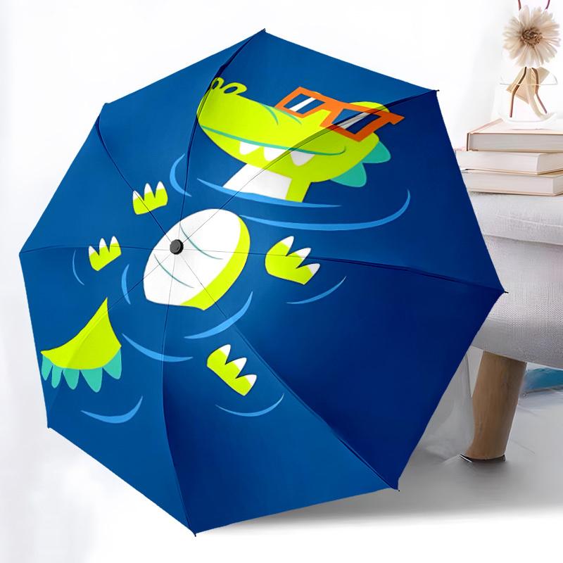 1PC Alligator Swimming Automatic Windproof Umbrella 8 Rib Portable Folding Black Iron Frame for Outdoor, Beach, Travel, Beach Umbrella,S24