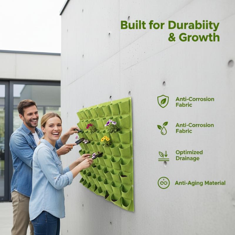 Low Maintenance Vertical Garden Planter Bag for Wall Mounting on Patio Balcony