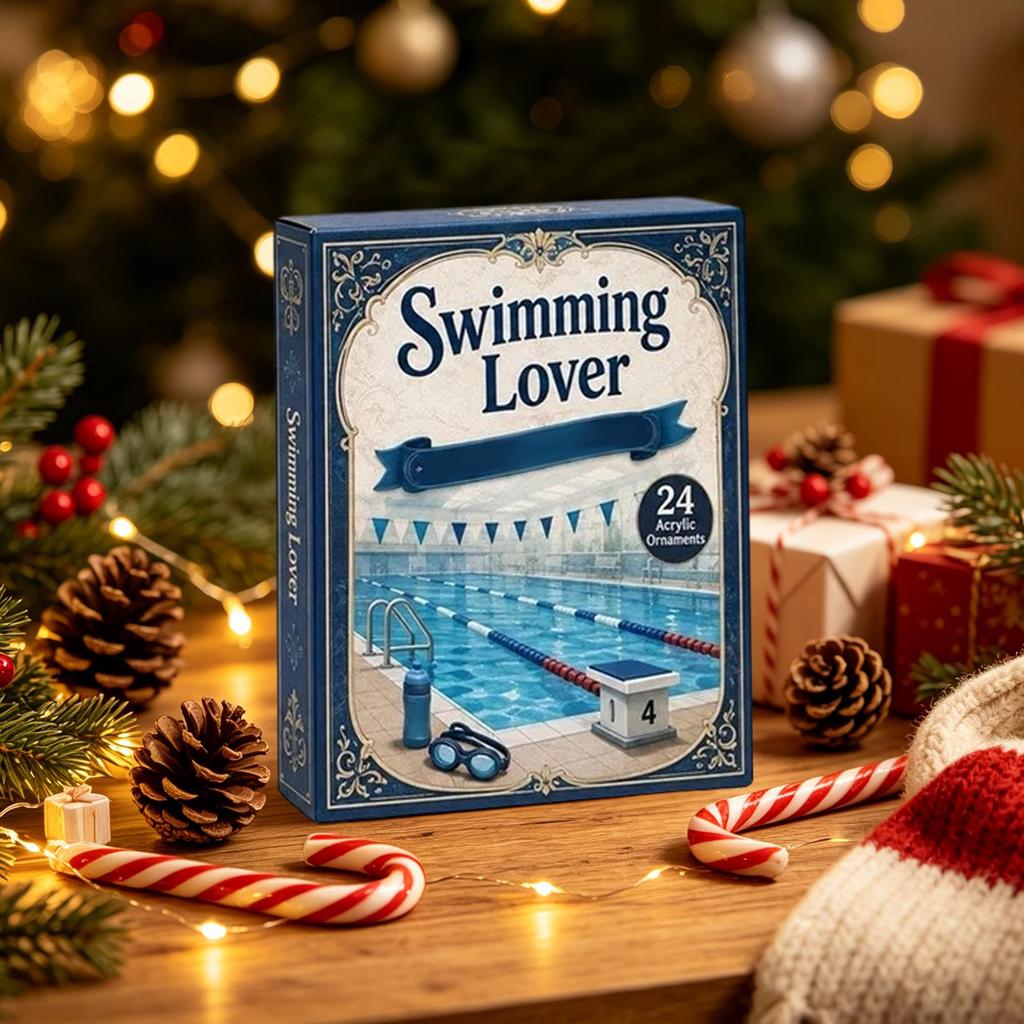 2026 Swimming Themed Christmas Advent Calendar 2D Acrylic Swimming Thing Christmas Tree Pendant Countdown Ornaments