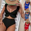 Glänzender Sexy Europäischer & Amerikanischer Gespaltener Dreieck-Bikini, Riemen-Badeanzug ohne Rücken