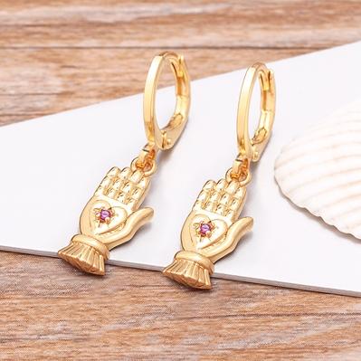 Nidin Fashion Classic Tree of Life Drop Earrings For Women Girl Female Copper CZ Lucky Party Birthday Jewelry Hoop Earrings Gift