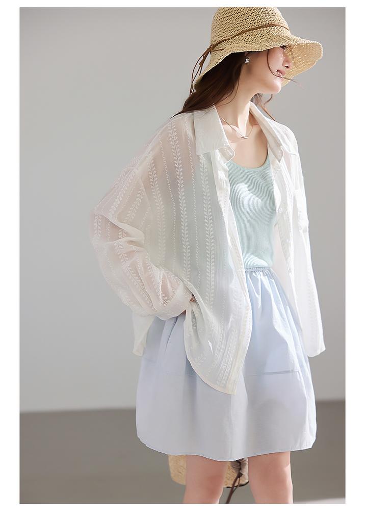 Light and Secure Series Lyocell Coarse Striped Lazy Style Long Sleeve Shirt