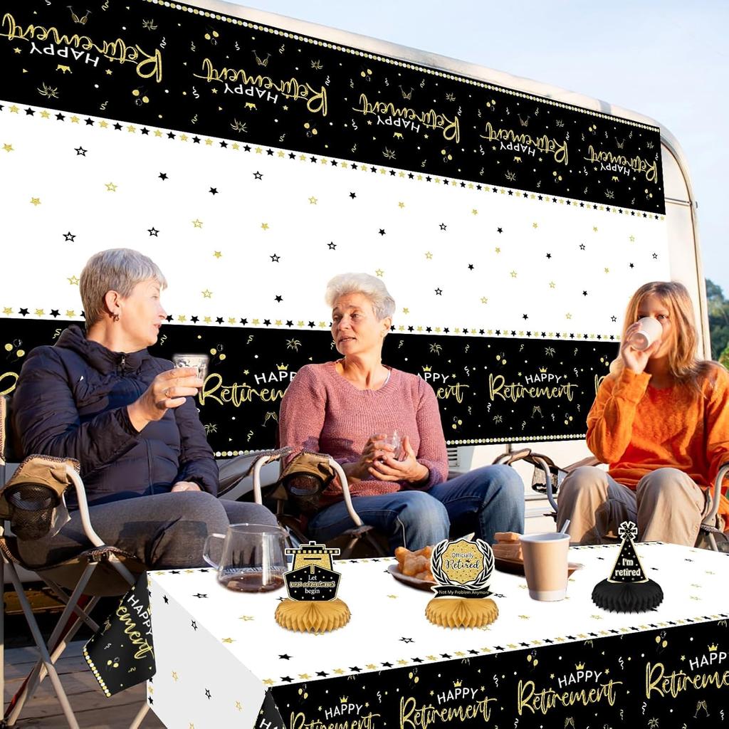 3 Pack Happy Retirement Tablecloth Disposable Tablecloth Retirement Party Decorations Plastic Table Cover for Going Away Farewell Goodbye Party 54 X