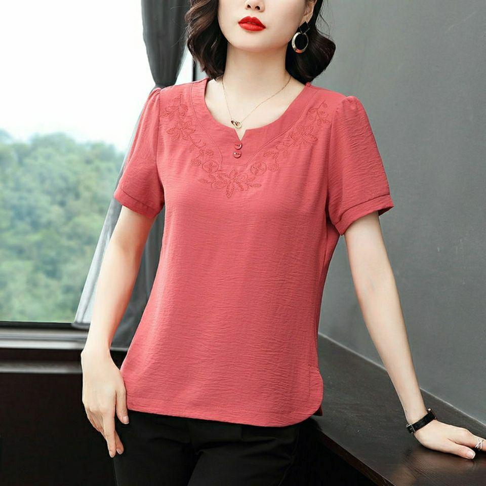 Summer Solid Color Chiffon Shirt NEW O-Neck Short Sleeve Lace Pullover Shirt Korean Elegant Casual Blouse