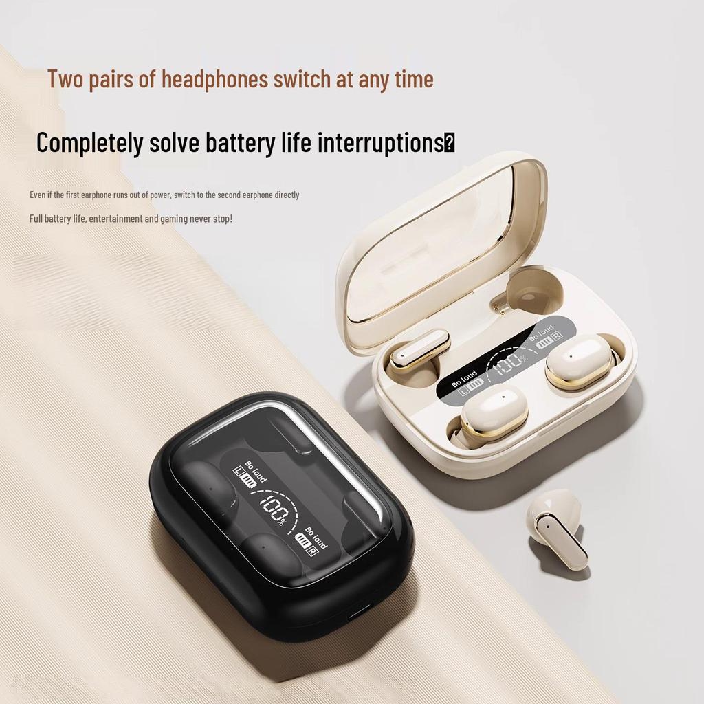 Q8 High-Quality Noise-Cancelling Bluetooth Earphones with Digital Display, Comfortable Fit, Sports-Ready, Wireless 5.4 Core