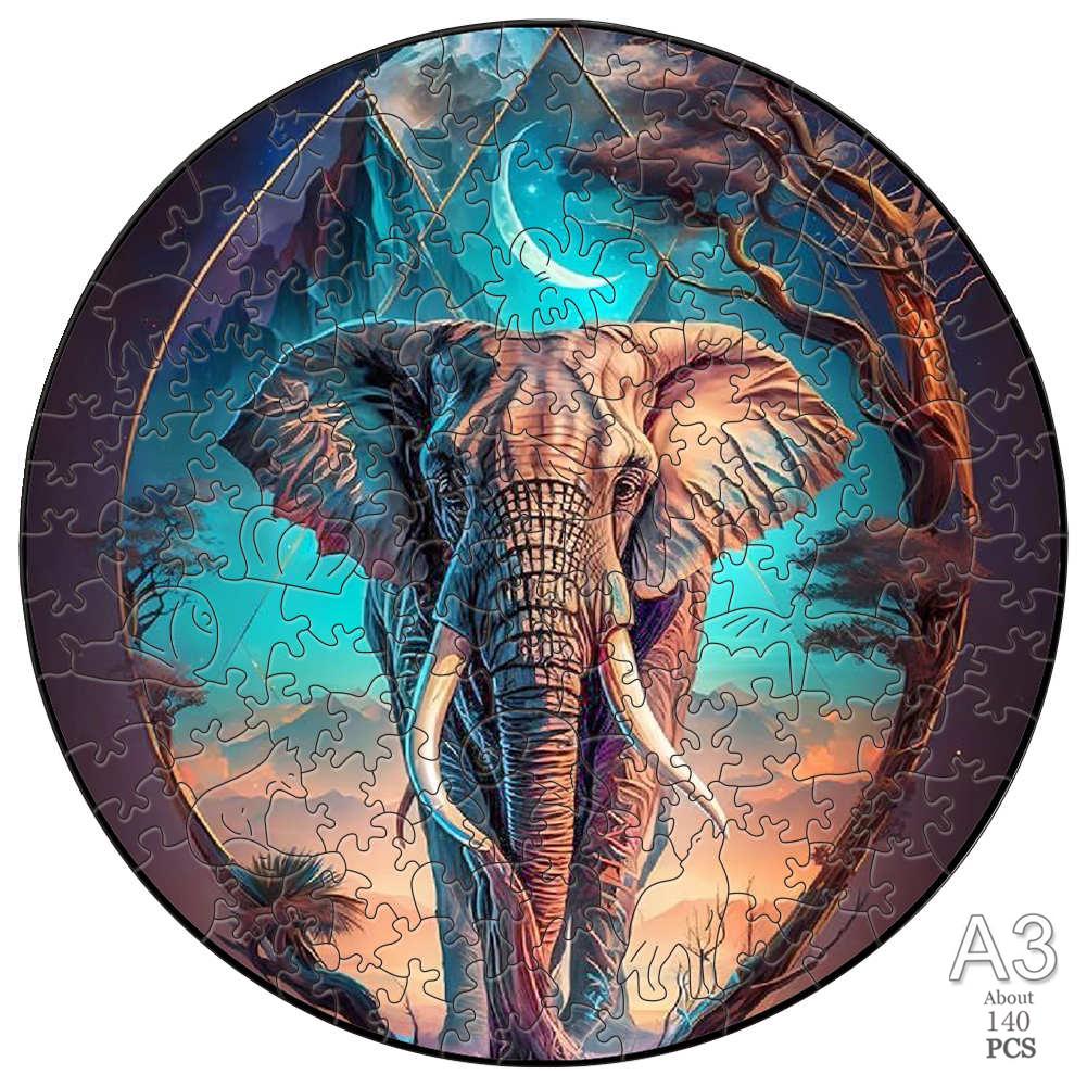 Unique Elephant Wooden Puzzle Adult Stress Relief Toys Circular Animal Shapes Holiday Birthday Gift Wood Jigsaws